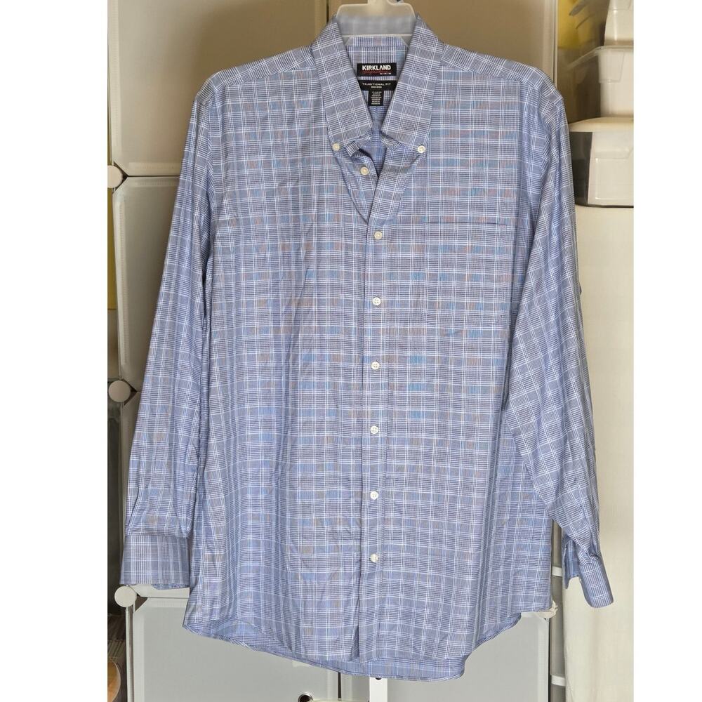 Men's Glenn Plaid Non-Iron Button Down Dress Shirt New without Tags sz 17